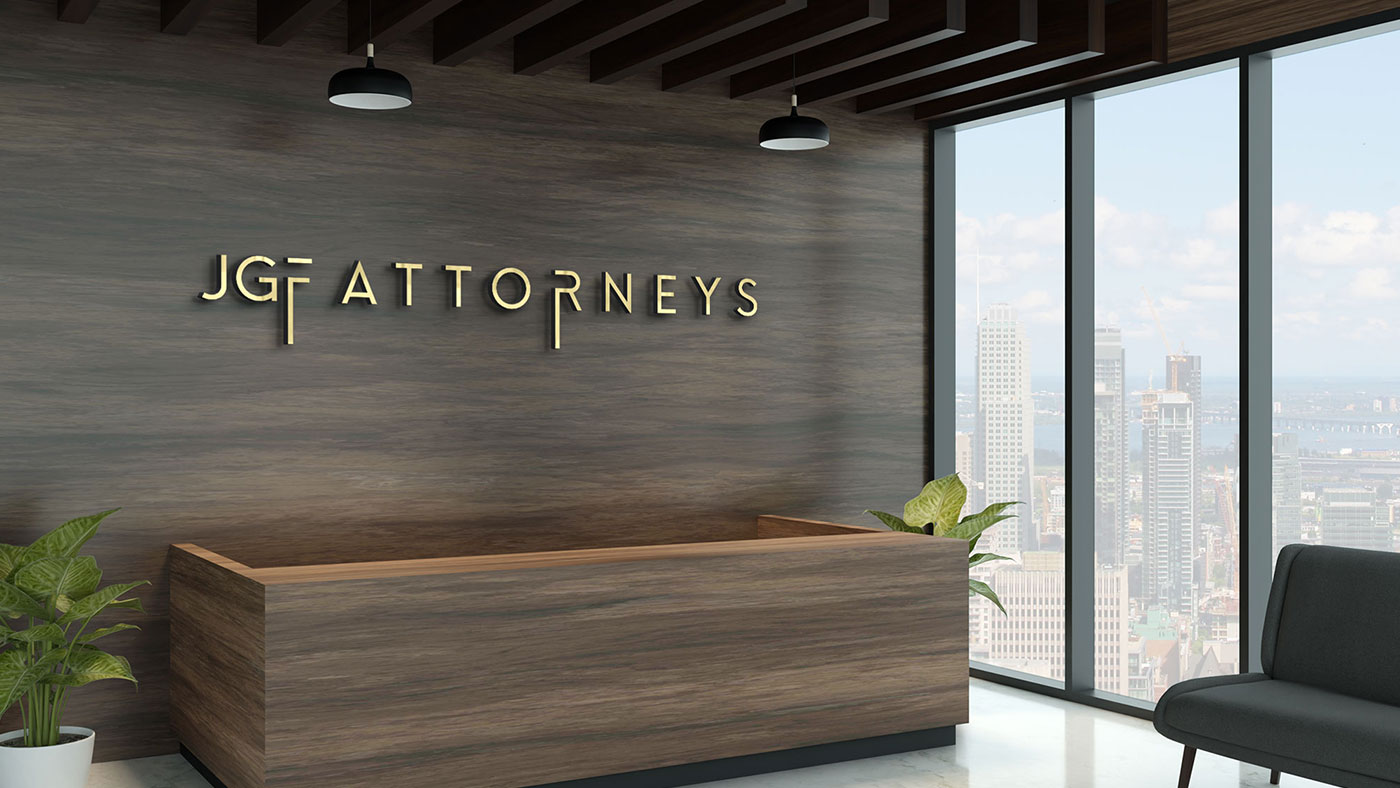 Jgf attorneys reception logo sign