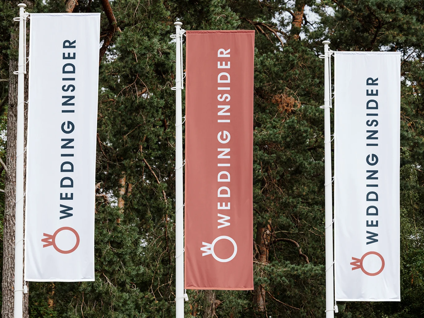 Wedding Insider logo on outdoor flags