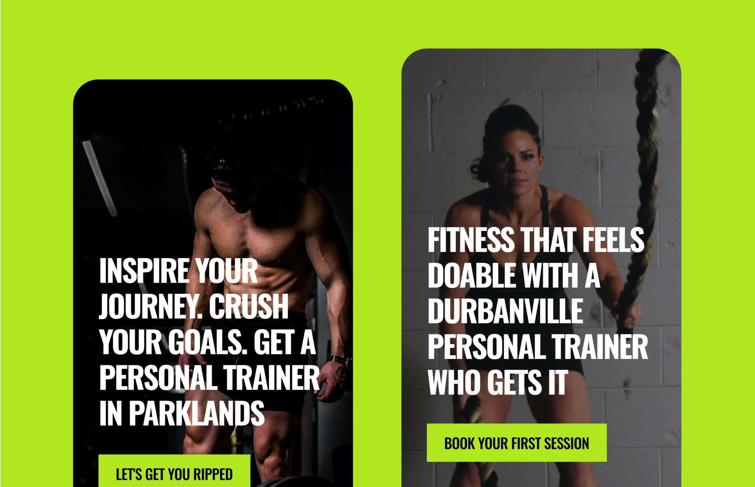 Local search optimised service pages for a personal trainer website in Cape Town